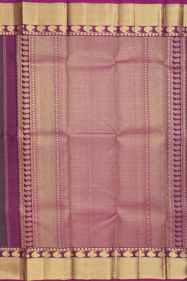 Kanchipuram Silk Saree In Forest Green With Stripes Design
