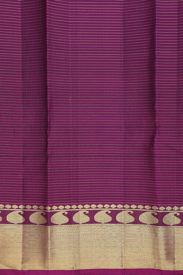 Kanchipuram Silk Saree In Forest Green With Stripes Design