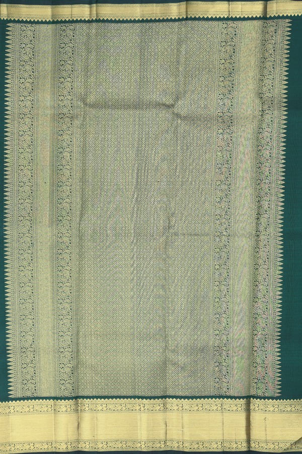 Kanchipuram Silk Saree In Shades Of Green With Checks Design