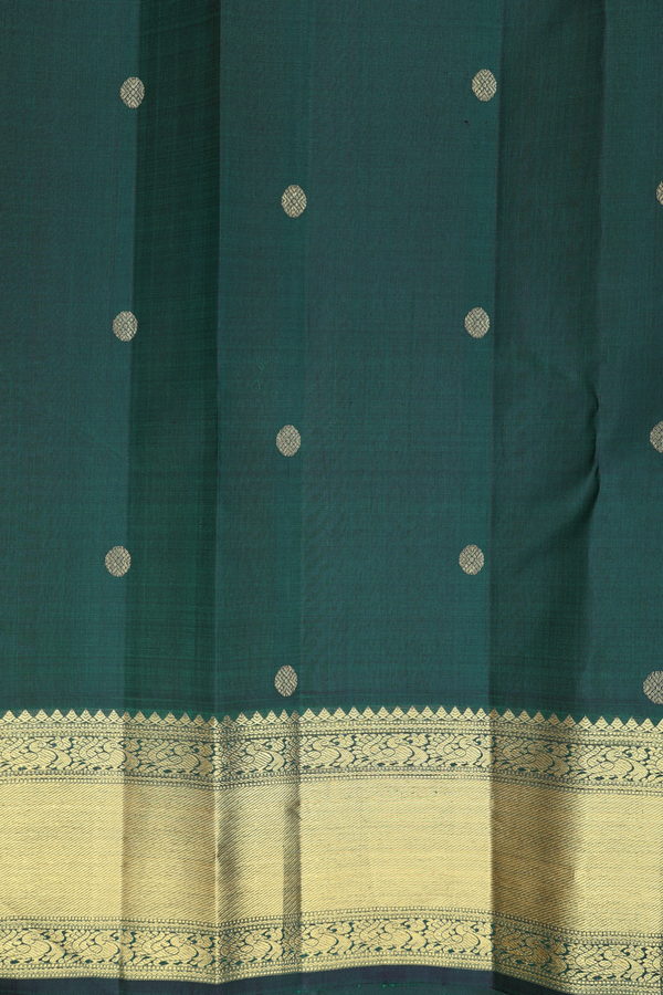 Kanchipuram Silk Saree In Shades Of Green With Checks Design