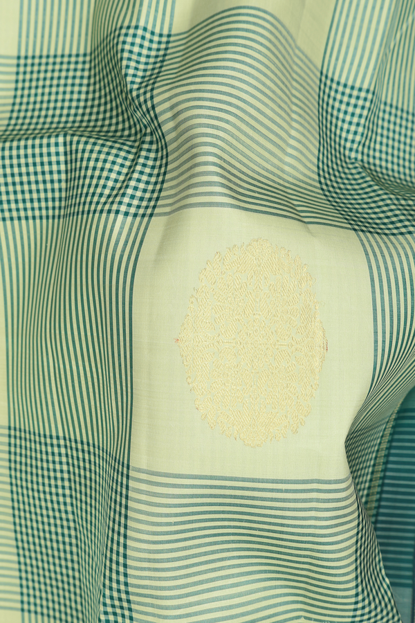Kanchipuram Silk Saree In Shades Of Green With Checks Design