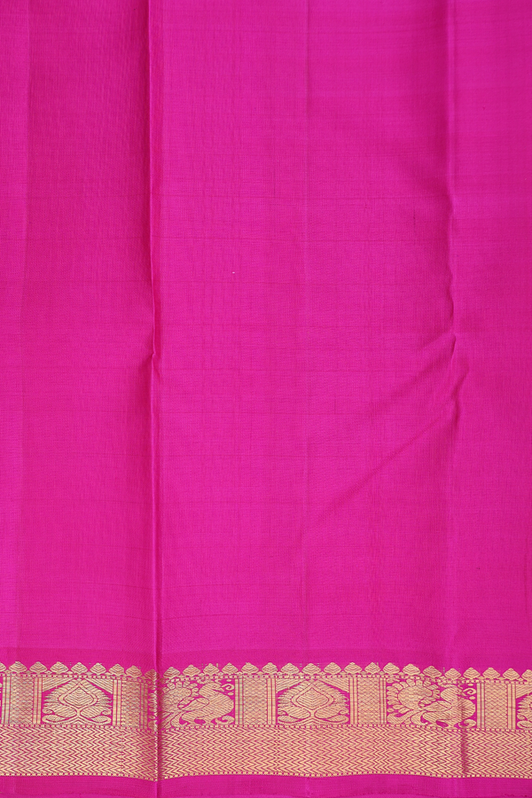 Kanchipuram Silk Saree In Parrot Green With Checks Design