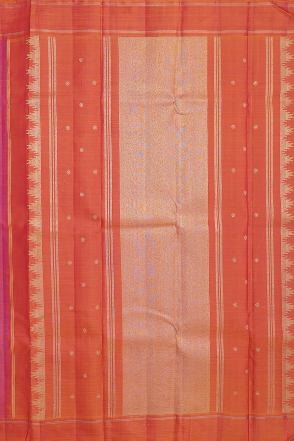Kanchipuram Silk Saree In Dark Pink With Floral Buttas