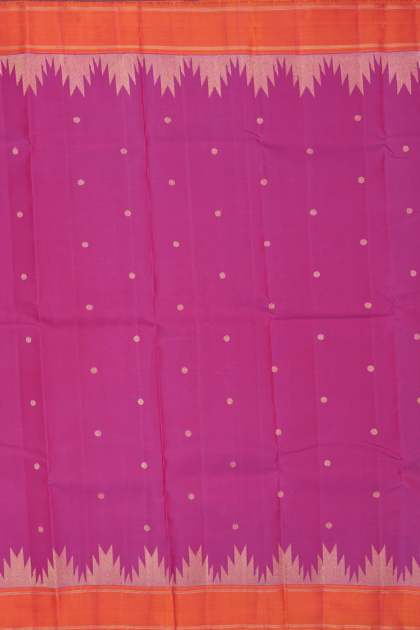 Kanchipuram Silk Saree In Dark Pink With Floral Buttas