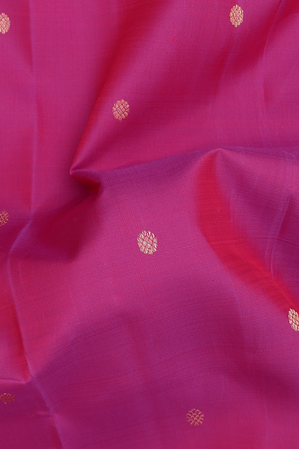 Kanchipuram Silk Saree In Dark Pink With Floral Buttas