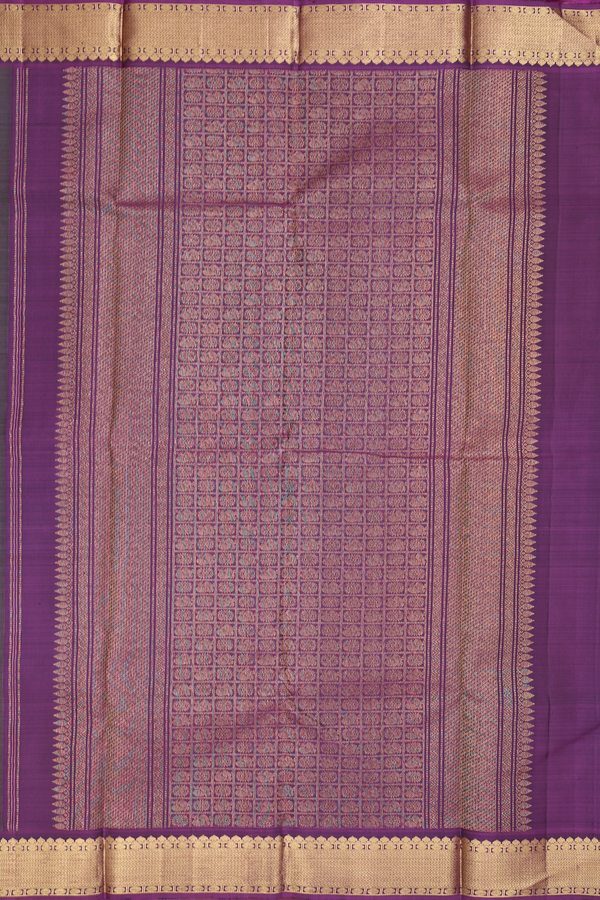 Kanchipuram Silk Saree In Olive Green With Zari Buttas