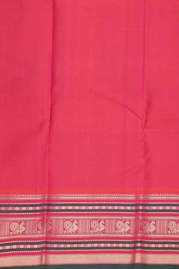 Kanchipuram Silk Saree In Aqua Blue With Peacock Buttas