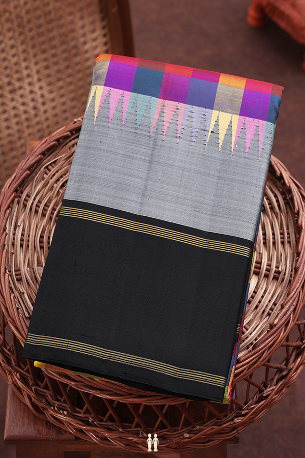 Kanchipuram Silk Saree In Multicolor With Checks Design