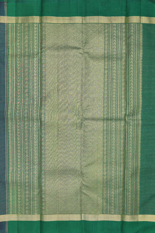 Kanchipuram Silk Saree In Navy Blue With Checks Design