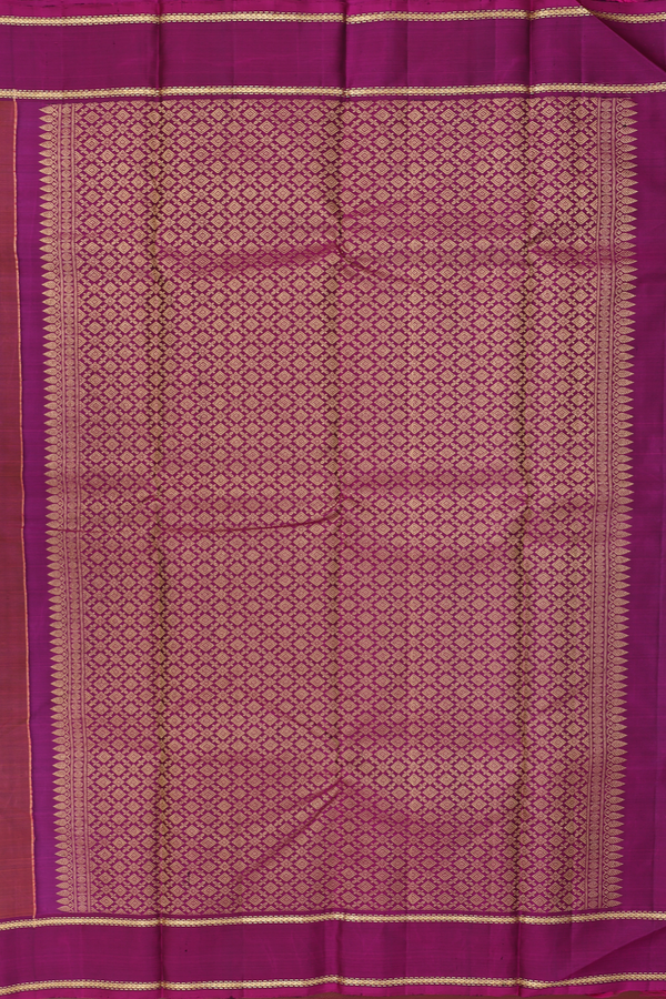 Kanchipuram Silk Saree In Saddle Brown With Checks Design