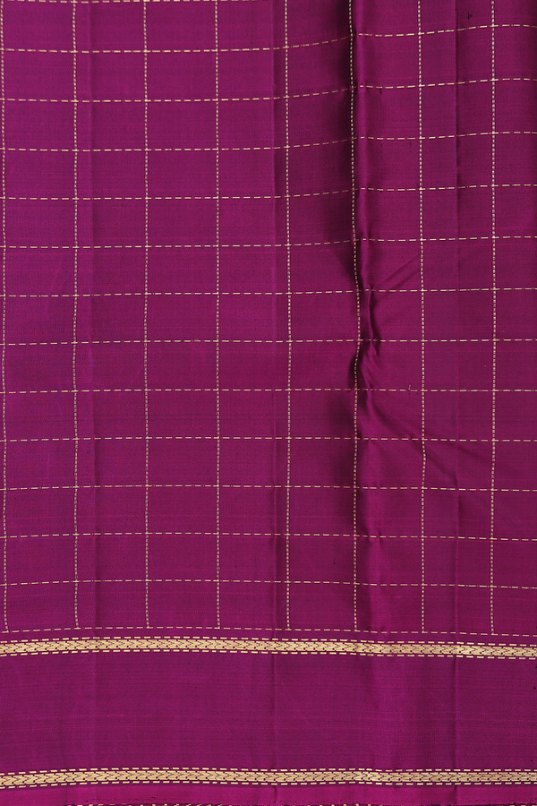 Kanchipuram Silk Saree In Saddle Brown With Checks Design