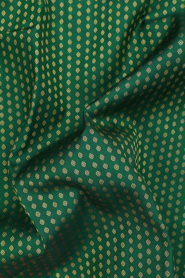 Kanchipuram Silk Saree In Dark Green With Zari Buttis