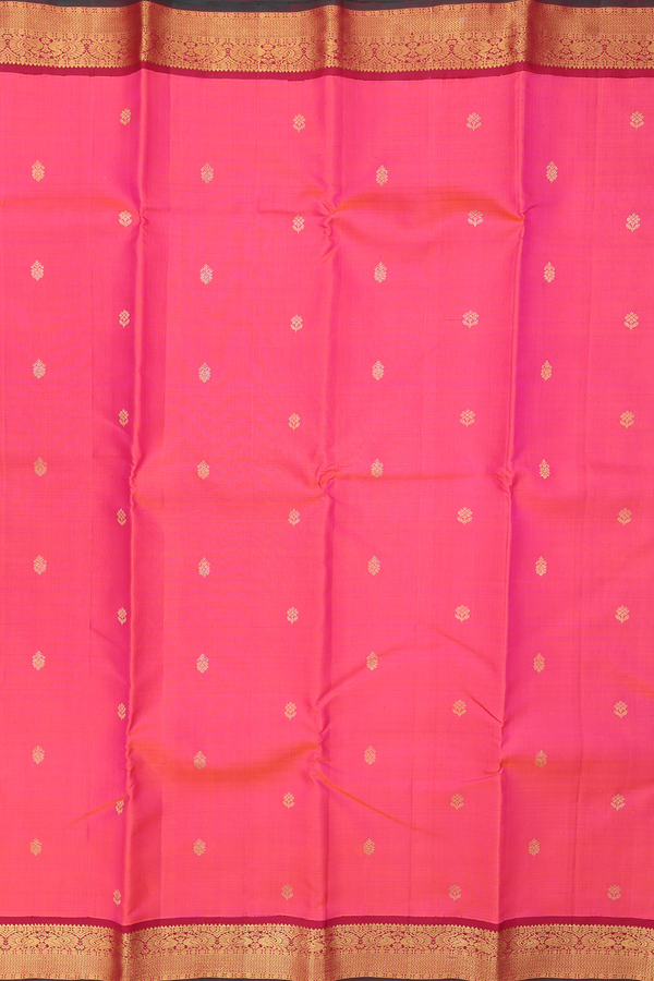 Kanchipuram Silk Saree In Pink With Floral Buttas