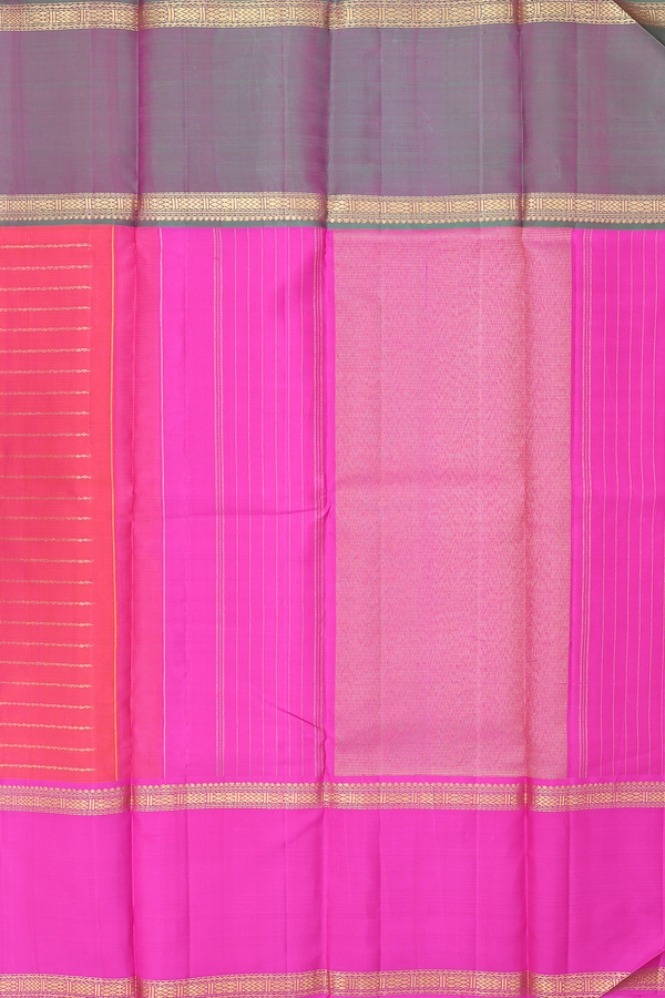 Kanchipuram Silk Saree In Coral Pink With Neli Design