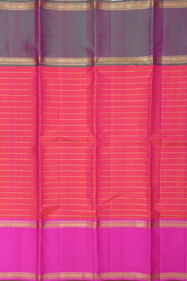 Kanchipuram Silk Saree In Coral Pink With Neli Design