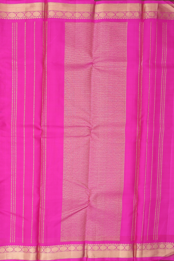Kanchipuram Silk Saree In Coral Pink With Checks Design