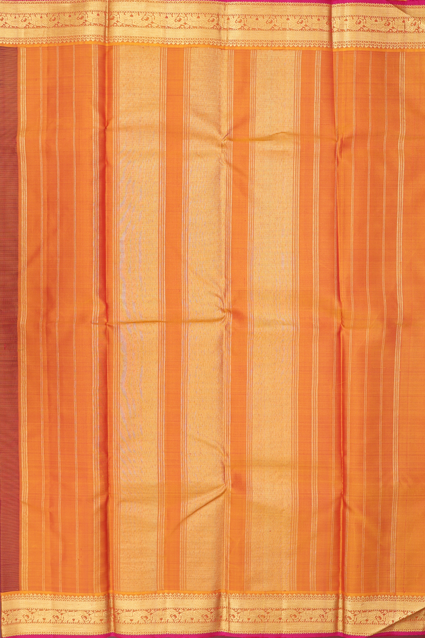 Kanchipuram Silk Saree In Dark Maroon With Contrast Border