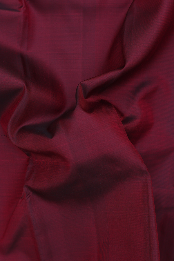Kanchipuram Silk Saree In Dark Maroon With Contrast Border