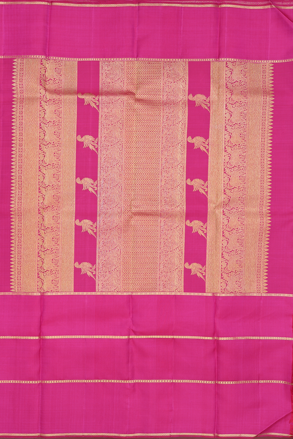 Kanchipuram Silk Saree In Purple With Parrot Buttas