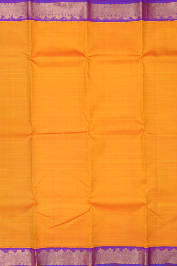 Kanchipuram Silk Saree In Orange With Contrast Border