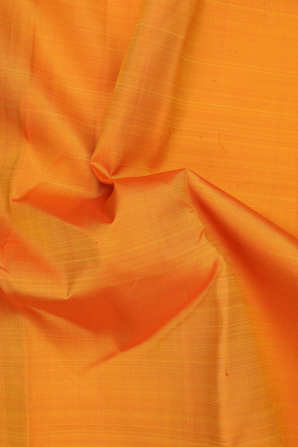 Kanchipuram Silk Saree In Orange With Contrast Border