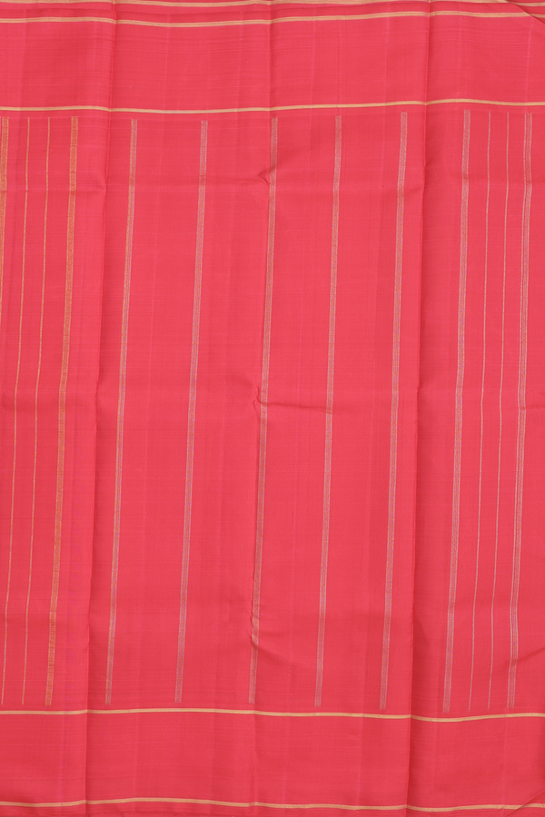 Kanchipuram Silk Saree In Cream Color With Stripes Design