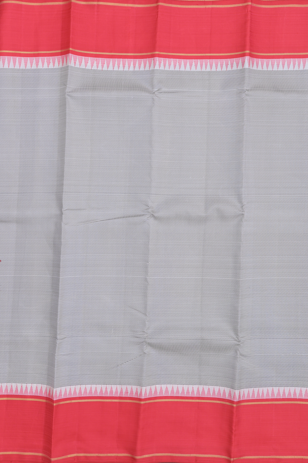 Kanchipuram Silk Saree In Cream Color With Stripes Design