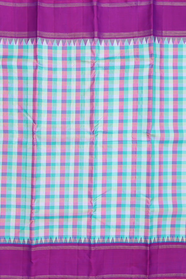 Kanchipuram Silk Saree In Multicolor With Checks Design