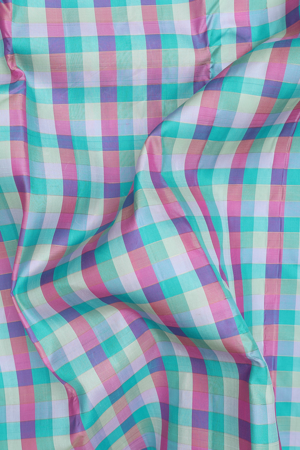 Kanchipuram Silk Saree In Multicolor With Checks Design