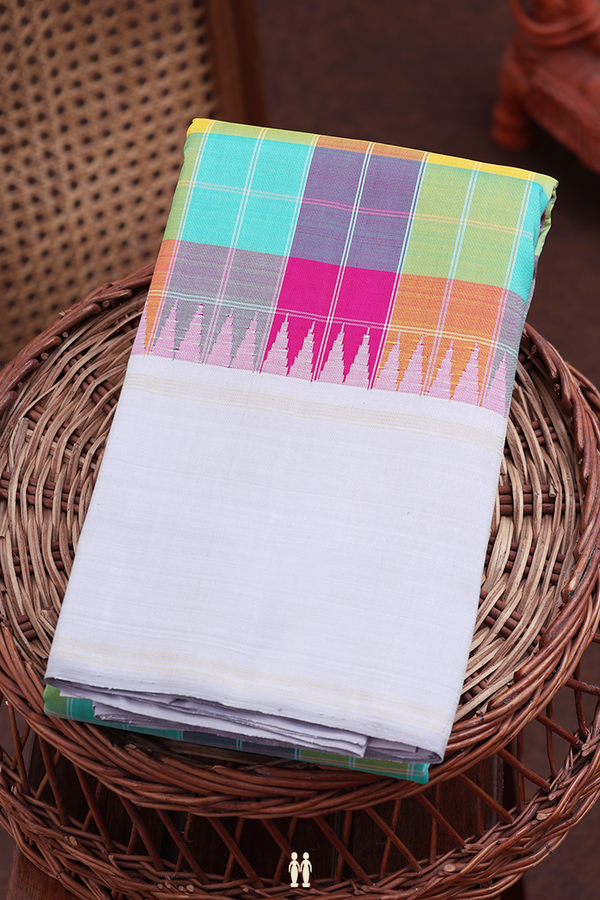 Kanchipuram Silk Saree In Multicolor With Checks Design