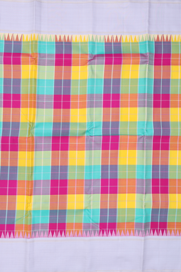 Kanchipuram Silk Saree In Multicolor With Checks Design