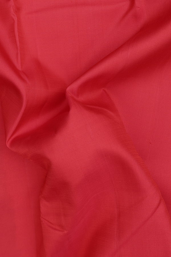 Kanchipuram Silk Saree In Scarlet Red With Ganga Jamuna Border