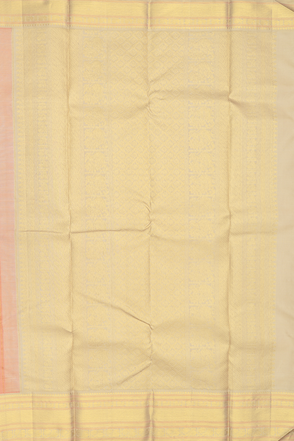 Kanchipuram Silk Saree In Royal Orange With Zari Buttas
