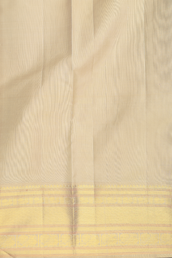 Kanchipuram Silk Saree In Royal Orange With Zari Buttas