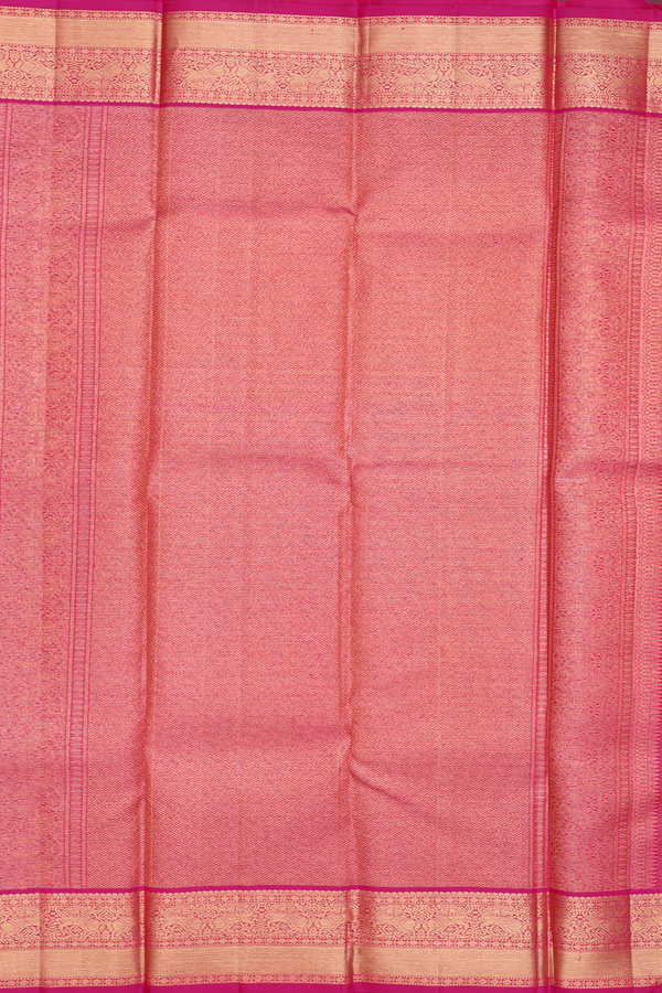 Kanchipuram Silk Saree In Green Along Stripes With Buttas
