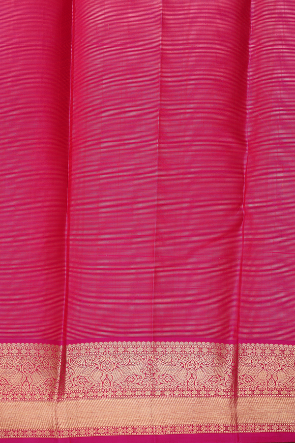 Kanchipuram Silk Saree In Green Along Stripes With Buttas