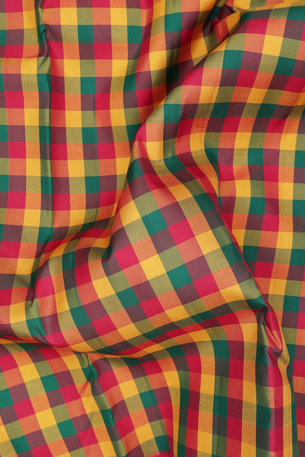 Kanchipuram Silk Saree In Multicolor With Checks Design