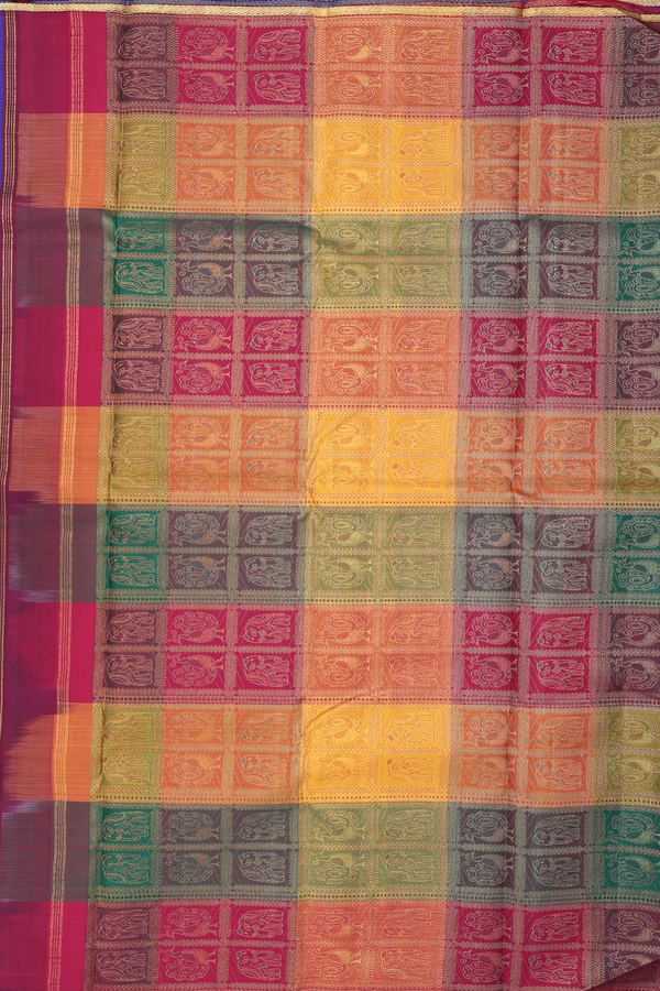 Kanchipuram Silk Saree In Royal Blue With Peacock Motifs