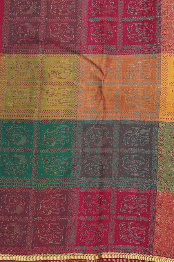 Kanchipuram Silk Saree In Royal Blue With Peacock Motifs
