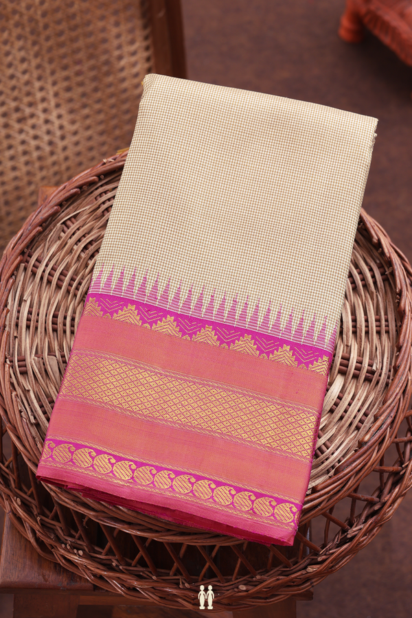 Kanchipuram Silk Saree In Brown And White With Kasa Kasa Kattam