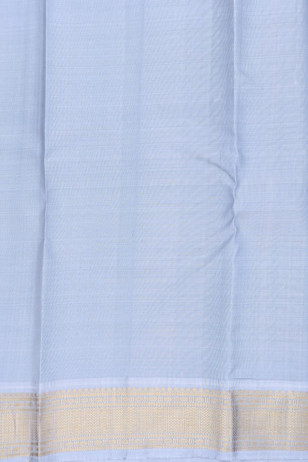 Kanchipuram Silk Saree In Prussian Blue With Contrast Border