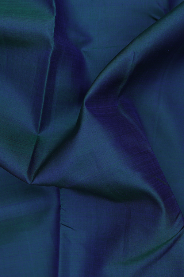 Kanchipuram Silk Saree In Prussian Blue With Contrast Border