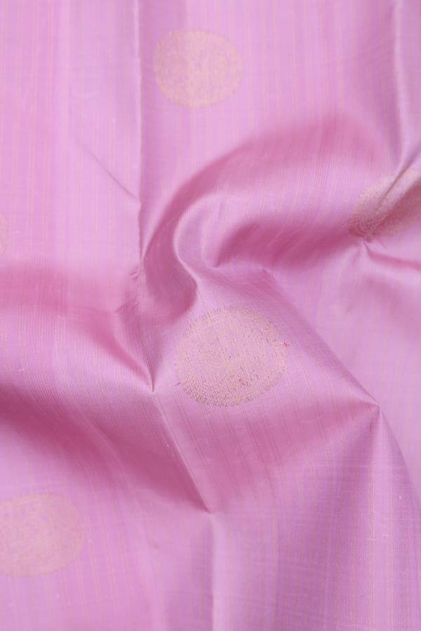 Kanchipuram Silk Saree In Pink Along Stripes With Motifs
