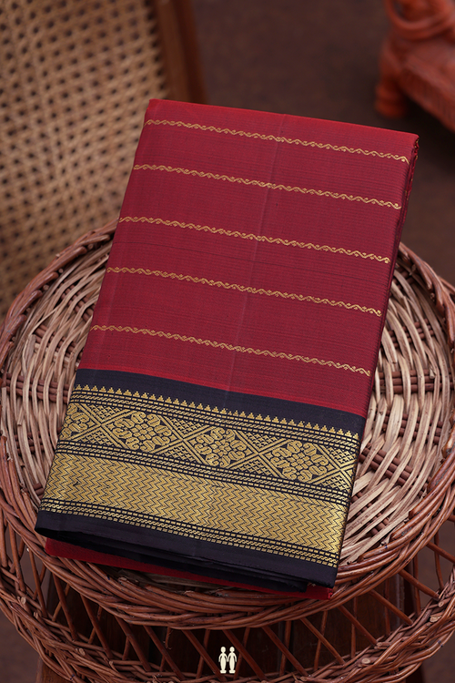 Kanchipuram Silk Saree In Maroon With Neli Design