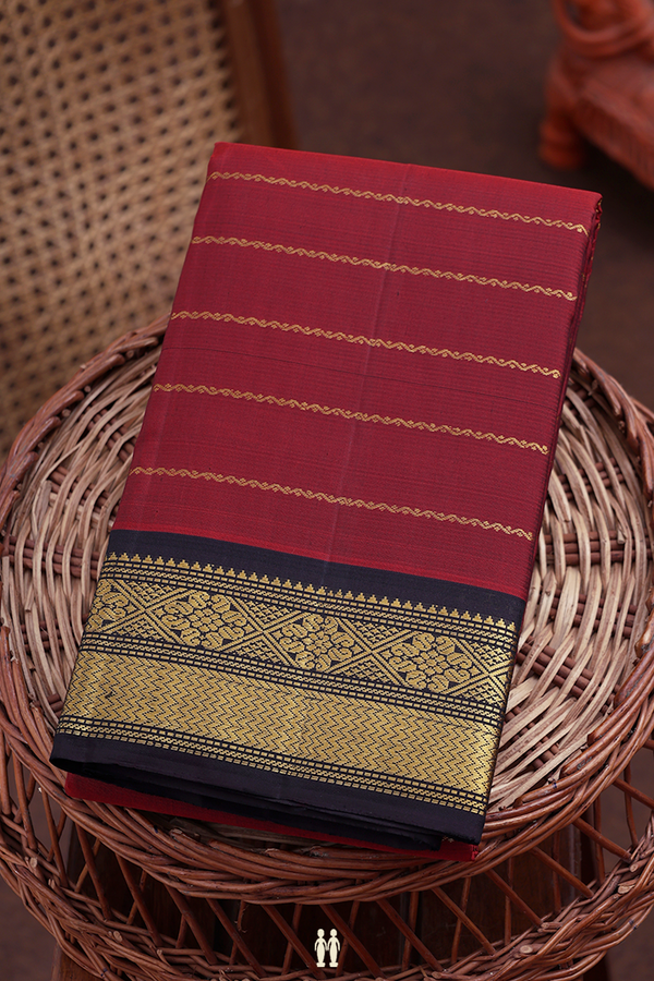 Kanchipuram Silk Saree In Maroon With Neli Design
