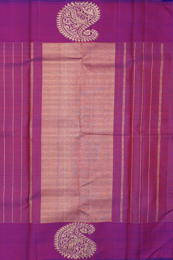 Kanchipuram Silk Saree In Berry Purple With Checks Design