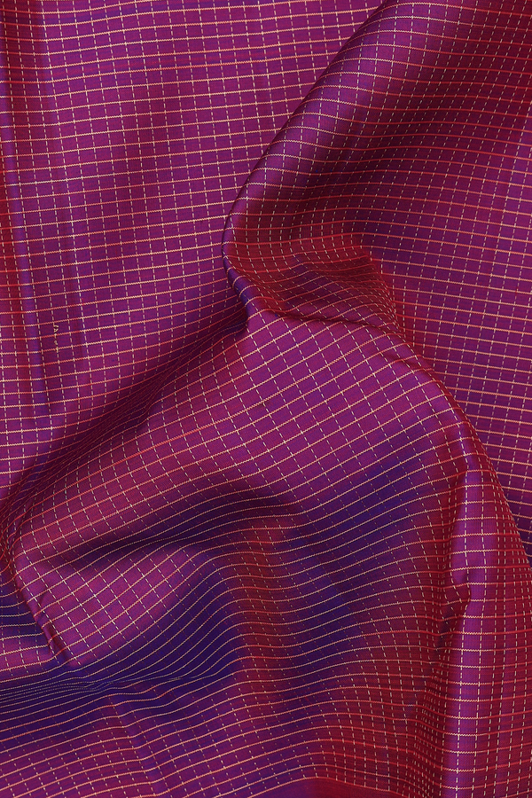 Kanchipuram Silk Saree In Berry Purple With Checks Design