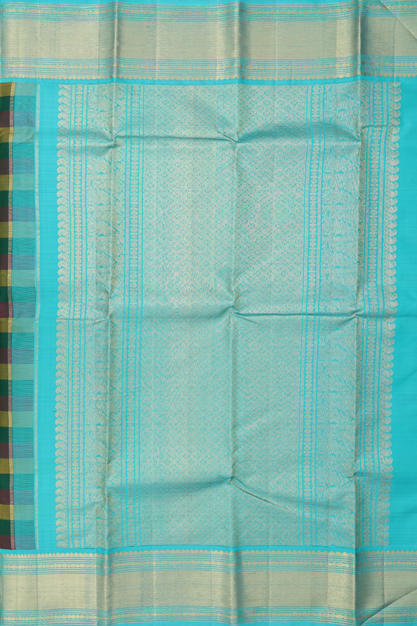 Kanchipuram Silk Saree In Multicolor With Checks Design