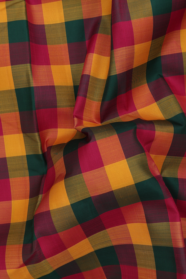 Kanchipuram Silk Saree In Multicolor With Checks Design