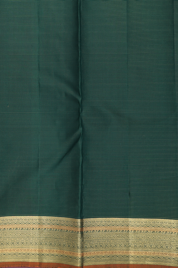 Kanchipuram Silk Saree In Forest Green With Checks Design